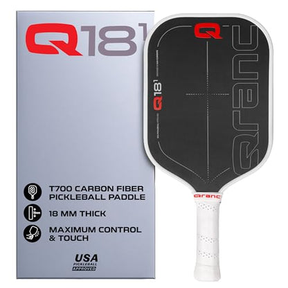 Qranc T700 Pickleball Paddle, Carbon Fiber and Glass Fiber, with PP Honeycomb Core, USA Pickleball (USAPA) Approved - style: Control / 18mm