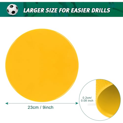 4inch & 9inch Poly Spots Spot Markers for Gym Floor, 12/24 Pcs Flat Cones Non-Slip Rubber Floor Dots Agility Markers for Soccer Basketball Sports Speed Training, Dance, Classroom Activities - style: 12Pcs 9 inch Yellow