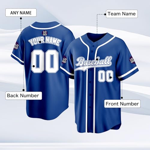 Custom Baseball Jersey Personalized Stitched Family Team Name Number Shirts Uniforms for Women Men Youth Kids - color: Blue-23