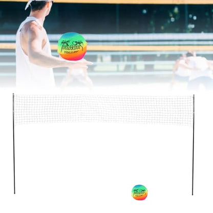 Portable Volleyball Set, Professional Outdoor Beach Volleyball Net System, Complete with Steel Poles No Sag Design, Includes Ball Pump Net for Backyard Camping