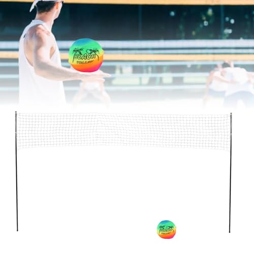 Portable Volleyball Set, Professional Outdoor Beach Volleyball Net System, Complete Portable Volleyball Net Set with Steel Poles and Carry Bag for Backyard Camping