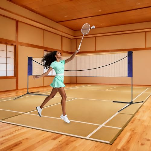 Adjustable Badminton Net Set ，Portable Multi-Sport Volleyball Tennis Soccer Practice Net with Carry Bag, Height & Width Adjustable for Outdoor Sports