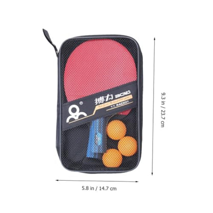 2 Pcs Table Tennis Racket Set Short Handle Pong Paddle Kit with Balls Poplar Rubber for Training Beginners and All Skill Levels