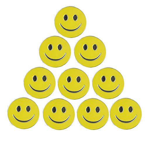 Lot of 10 Golf Ball Markers Assorted Patterns - Soft Enamel Technique - color: Smiling face