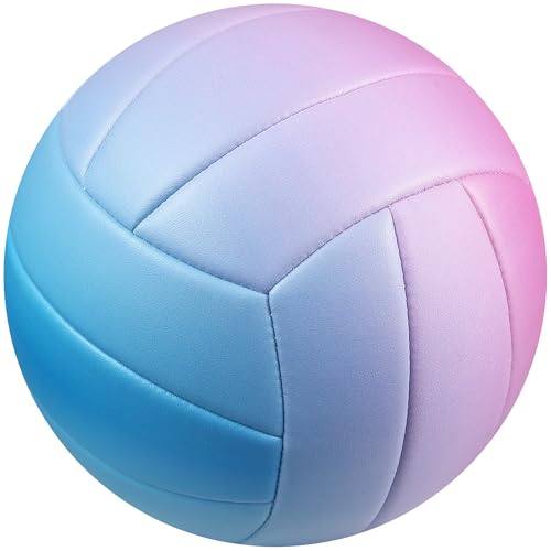 Size 5 Volleyball - Durable PU Leather, Indoor/Outdoor. Soft Control, Great Airtightness for Training/Games. Ideal for All Ages
