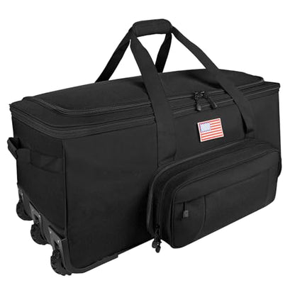 150L Large Rolling Duffle Bag with Wheels, Heavy Duty 32'' Tri-Wheel Gear Hauler for Camping,Moving Sports Equipment,Military & Airline Checked Bag Approved,Black - color: Black