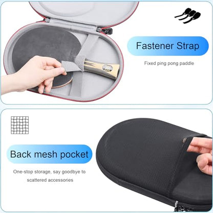 Carrying Case for Ping Pong Paddles/Table Tennis Paddles, Hard Protecitve Bag with Adjustable Wrist Strap, Compact Design Portable Lightweight (Case Only) - color: Black