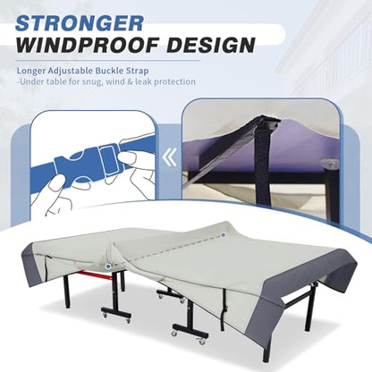 Ping Pong Table Cover Outdoor Waterproof, Dual Function Table Tennis Cover Fits Both Folding Tables and Flat Tables Indoor & Outside 68"L x 6"/30"W x 62"H - color: Beige