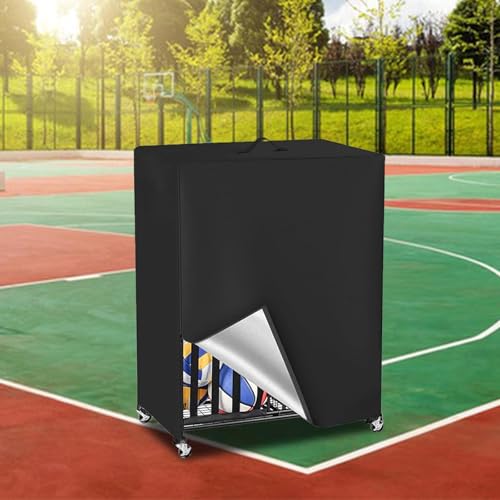 Ball Storage Rack Cover Water Resistant Black Easy Installation Dustproof Garage Sports Equipment Organizer Cover