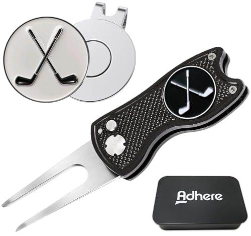 Adhere Golf Ball Markers & Divot Tools Personlized Enamel Ball Markers with a Magentic hat Clip,Unique Premium Golf Accessories Gift for Golfer. - color: B-Golf club+Black divot tools