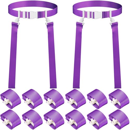 Peryiter 2/12/24/36 Player Flag Football Belt, Adjustable Football Belts and Flags for Kids Youth Adult Sport Team Training - color: Purple