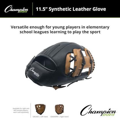 Champion Sports 12" Glove | Synthetic Leather Back and Front | Triple Bar Open Web and Conventional Back Design | Deep Set Pocket | Age: Adult Large-H.S. | Left-Handed Glove