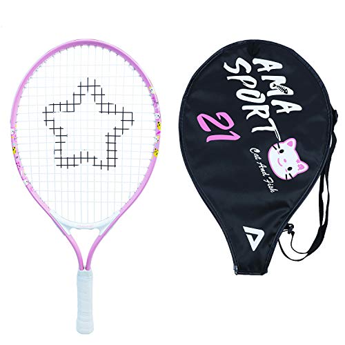 AMA SPORT Kids Tennis Racket for Junior Toddlers Starter Kit 17-25" Tennis Racquet for Girls and Boys with 420D Nylon Shoulder Strap Bag - color: Pink, size: 21 inch