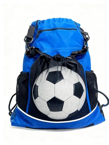 SSZYace Basketball Backpack for Boys Men Women Drawstring Backpack Basketball Bag - color: Blue