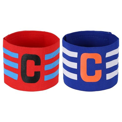 Captain Arm Bands for Soccer, Soccer Captain C Armband, Classic Striped Elastic Protective Arm Badge Player Bands - color: Red/Blue