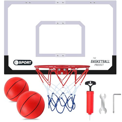 Upgrade Basketball Hoop Set - Extra Large 26" x 17" Pro Indoor Basketball Hoop for Door & Wall with 2 Balls, Complete Accessories, Basketball Toy Gift Perfect for Boys Girls Teens Adults