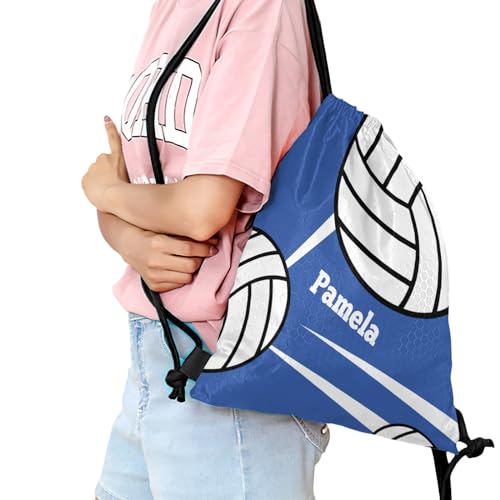 Volleyball Player Number Team Name Ocean Personalized Drawstring Backpack Sports Gym Bag Christmas Gift Party Goodie String Cinch Bag for Women Men - color: Option 55