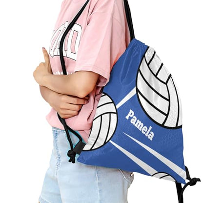 Volleyball Player Number Team Name Ocean Personalized Drawstring Backpack Sports Gym Bag Christmas Gift Party Goodie String Cinch Bag for Women Men - color: Option 55