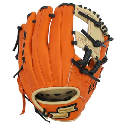 SSK Z5 Craftsman Youth Baseball Glove – 10.5” – 11” – 11.25” – 11.5” Right & Left Hand Throw - color: Orange/Camel/Black - I Web, size: 11" - Right Hand Throw