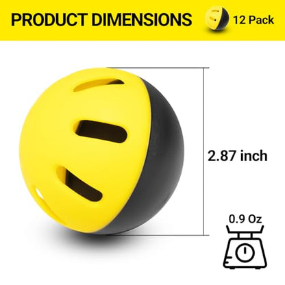 PLAYAPUT Pro Impact Limited-Flight Practice Baseballs - Ultra Durable Pop-Back Construction Design for Hitting,Batting,Pitching Training, 12 Pack Softball Training Balls for Coaches & Players