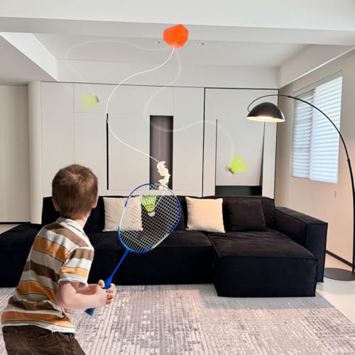 BESTonZON Indoor Badminton Rebound Trainer Machine, Electric Solo Practice Device with Remote Control, Self Training Shuttlecock Equipment for Home