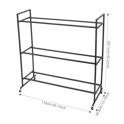 Rolling Medicine Ball Rack, 3-Tier Storage Cart Storage Stand with Handle and 4 Locking Wheels, for Home Gym and Studio, Black