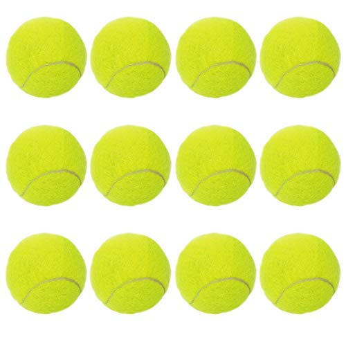 URBEST Tennis Ball 12 Packs Training Tennis Balls Practice Balls for Novice Player, Pet Dog Playing Balls with Mesh Carry Bag - color: Green