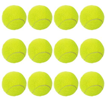 URBEST Tennis Ball 12 Packs Training Tennis Balls Practice Balls for Novice Player, Pet Dog Playing Balls with Mesh Carry Bag - color: Green