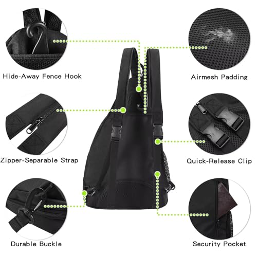 Pickleball Bag for Women Men Pickle Ball Backpack,Adjustable Sling Bag/Backpack for Tennis & Pickleball - color: Black