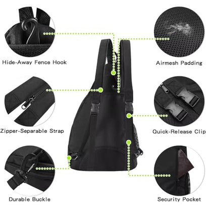 Pickleball Bag for Women Men Pickle Ball Backpack,Adjustable Sling Bag/Backpack for Tennis & Pickleball - color: Black