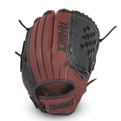PHINIX Full Grain Leather Baseball Glove Sizes 11Inch -12 Inch - color: Brown, size: 11.5“