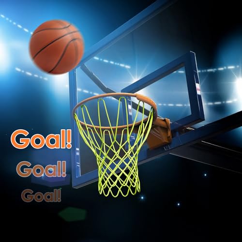 Glow Basketball Net Outdoor 12 Loops Luminous Basketball Nets Heavy Duty Net Replacement Anti Whip All Weather Nylon Light-Up Accessories for Pool Sports (White)