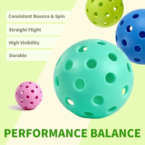 Outdoor Pickleball Balls, 40-Hole 4 Pack Outdoor/Indoor Pickle Balls, Premium High Durability & Consistent Bounce, Pickleball Ball True Stable Flight for Training and Match Play