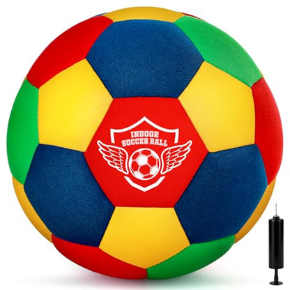 HopeRock Indoor Soccer Ball, Size 4 Soft Foam for Toddlers and Kids, Silent in House, for Youth Boys and Girls Aged 3-12 Years Old - size: Size 4