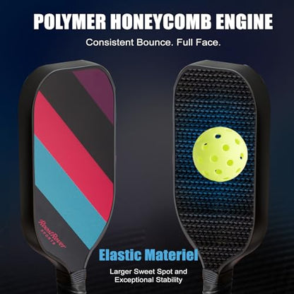 Pickleball Paddles, T700 Raw Carbon Fiber with 16mm Polypropylene Honeycomb Core for Control & Spin, Large Sweet Spot, 7.4oz Paddle Anti-Slip Cushioned Grip for Beginners & Intermediates