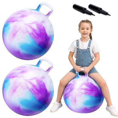 ZOOJOY Hopper Ball 2 Pack, 18 in Bouncy Ball with Handle for Kids, Clouds Girls Toys for Indoor Active Play Toys, Girls Boys Hopping Birthday Gifts for 3 4 5 6 7 8 Yr Old