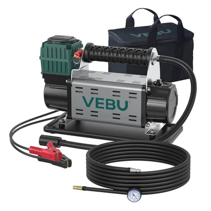 12V Air Compressor, 125PSI Tire Inflator with In-line Pressure Gauge, 5.65CFM Fast Inflation for Off-road Vehicles, Trucks, SUVs, RVs, ATVs, DC Power, Corded Electric