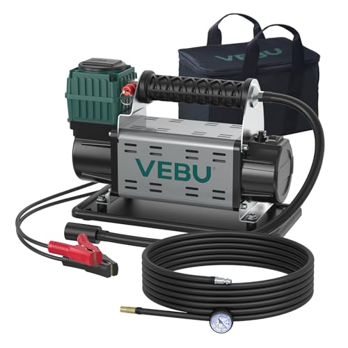 12V Air Compressor, 125PSI Tire Inflator with In-line Pressure Gauge, 5.65CFM Fast Inflation for Off-road Vehicles, Trucks, SUVs, RVs, ATVs, DC Power, Corded Electric - style: Single Cylinder + Inline Gauge