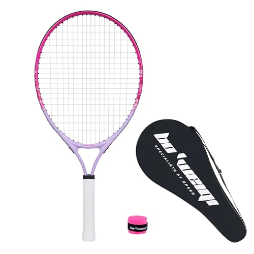 bo'weiqi 17"-25" Kids Tennis Racket for Aged 2-12 Lightweight Youth Tennis Racquet for Girls and Boys Outdoor/Indoor Sports with 1 Non-Slip Grip and 1 Shoulder Strap Bag Easy Carry - color: Pink, size: 23"