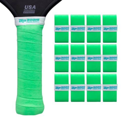 DRYtack Premium Pickleball Overgrips - #1 Pickleball Overgrips Trusted by TOP pros - Semi-Dry & Absorbent, Superior Comfort, Long Lasting, Responsive Feel - color: Neon Green, size: 12-Pack