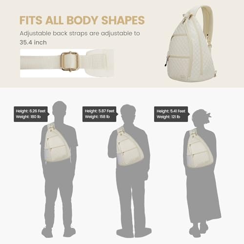 Women's Pickleball Backpack - Quilted Crossbody Sling Bag for Tennis & Pickleball Paddle - color: Beige, size: Medium