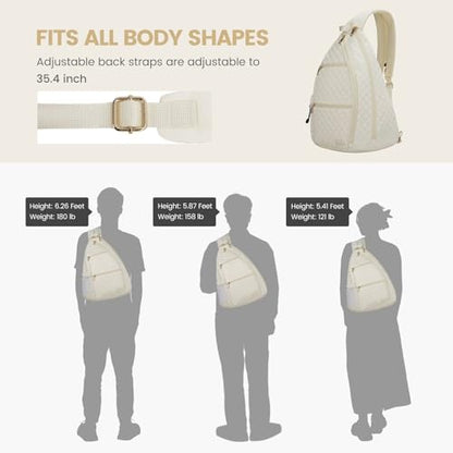 Women's Pickleball Backpack - Quilted Crossbody Sling Bag for Tennis & Pickleball Paddle - color: Beige, size: Medium