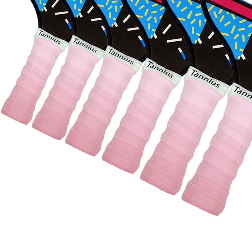 Pickleball Paddle Grip Tape, 6 Pack Pre-Cut Pickleball Grips, Absorbent and Enhanced Pickleball Paddle Overgrip Tape(Gradient Color) (Pink) - color: Pink
