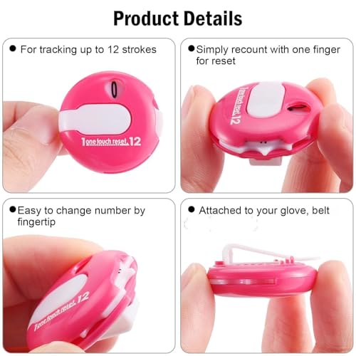 Frienda 4 Pcs Golf Score Counter 1.2 Inch Touch Reset Golf Stroke Counter Clicker with Clip Mini Compact Score Tracker Attachment for Women Men Golfers Scorekeeper Gloves