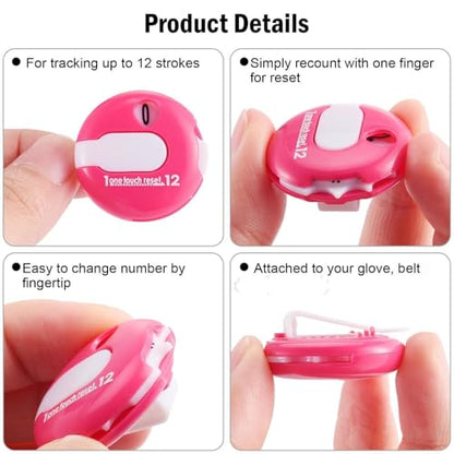 Frienda 4 Pcs Golf Score Counter 1.2 Inch Touch Reset Golf Stroke Counter Clicker with Clip Mini Compact Score Tracker Attachment for Women Men Golfers Scorekeeper Gloves