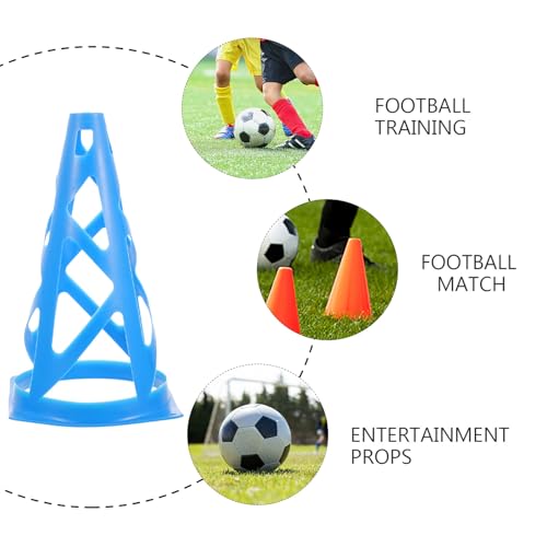 TOYANDONA Multi-Function Basketball Training Cones Set, 23cm Blue Hollow Plastic Agility Markers for Soccer and Football Practice, Sports Field Training Equipment for Drills and Coaching