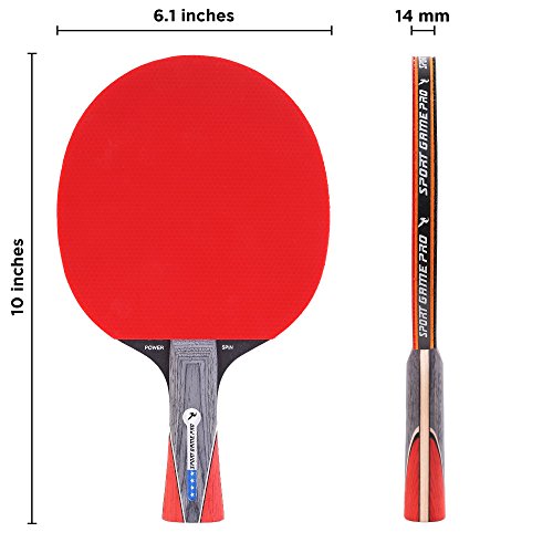 Ping Pong Paddle with Killer Spin + Case for Free - Professional Table Tennis Racket for Beginner and Advanced Players - Improve Your Ping Pong Skills with JT Ping Pong Paddle Set - color: red