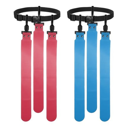Flag Football Set, Adjustable Flag Football Belt with 1 Belt and 3 Flags Easy Tear Away - color: Rose Red/Sky Blue