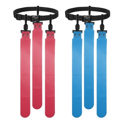 Flag Football Set, Adjustable Flag Football Belt with 1 Belt and 3 Flags Easy Tear Away - color: Rose Red/Sky Blue