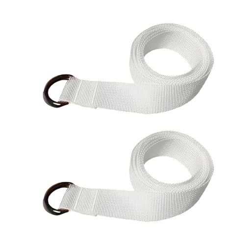 Web Football Belt with Two Stainless Steel D Rings 52" Football Pants Belt for Men Women Kids Youth Boys Girls - color: White